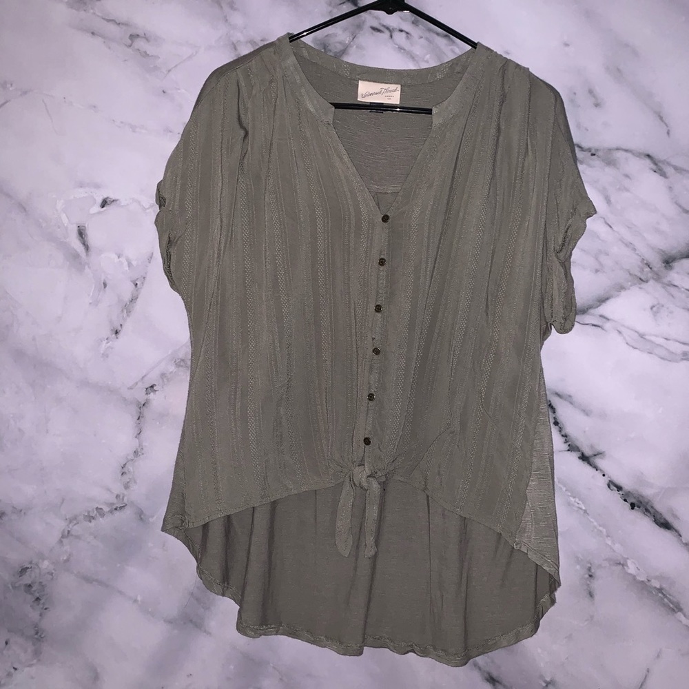 Dusty Green Button Up High Low Tee